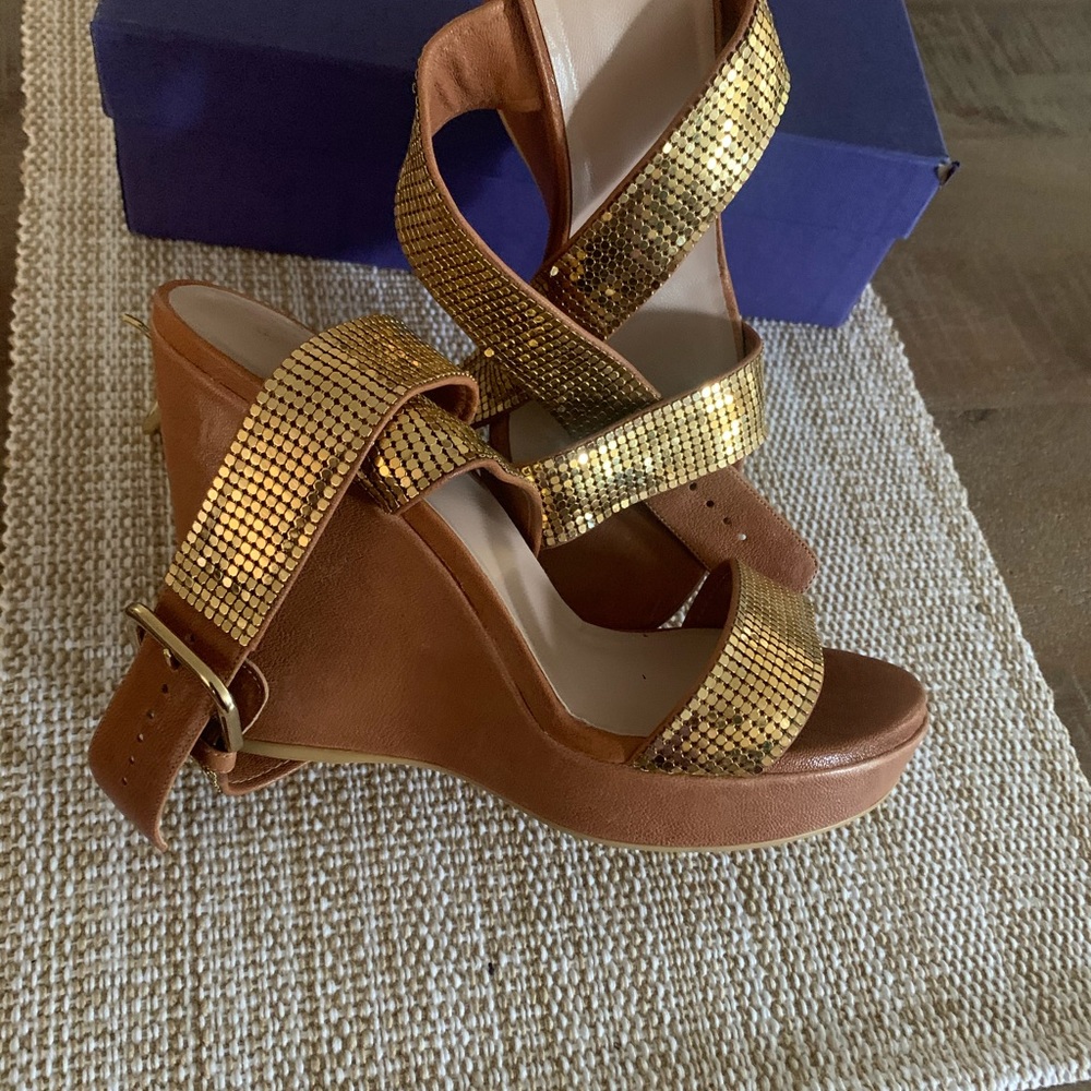 Stuart Weitzman ankle wrap wedge